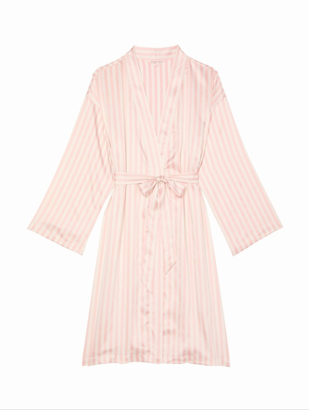 VICTORIA'S SECRET M/L SATIN ROBE, ICONIC STRIPE, TIE WAIST, NEW!